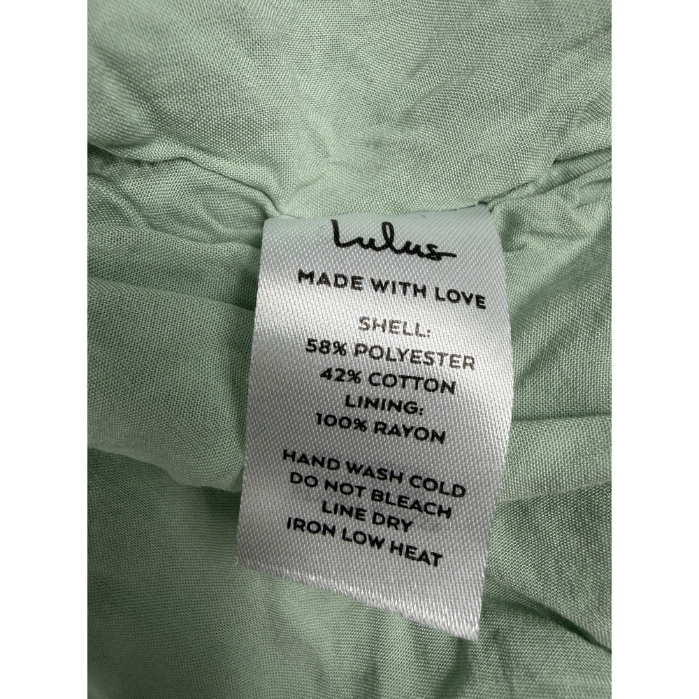 Lulus Floral Mini Dress Womens Sage Green Puff Sleeve Cottagecore Babydoll S - Picture 6 of 9